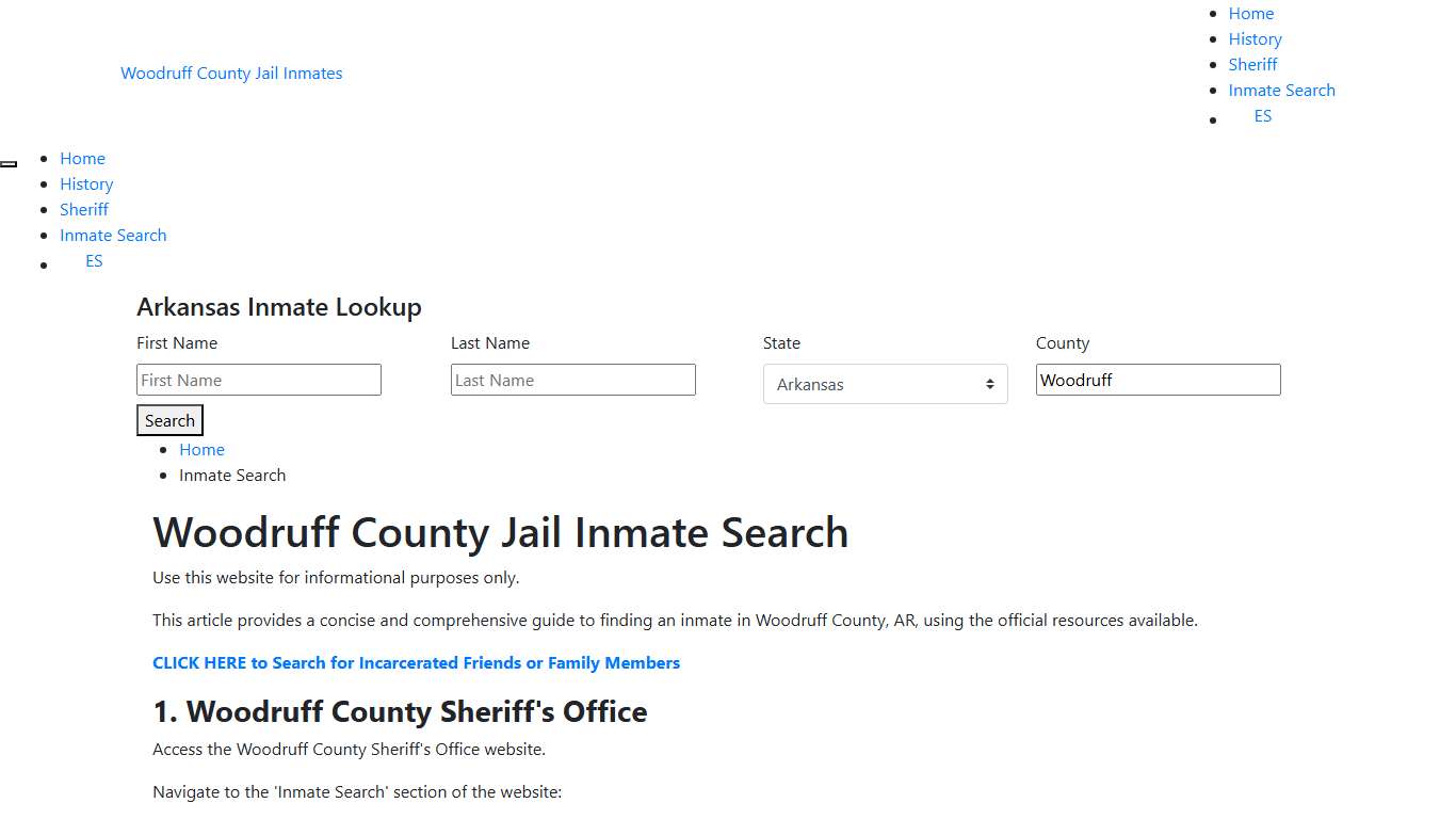 Woodruff County, AR Detainee Lookup